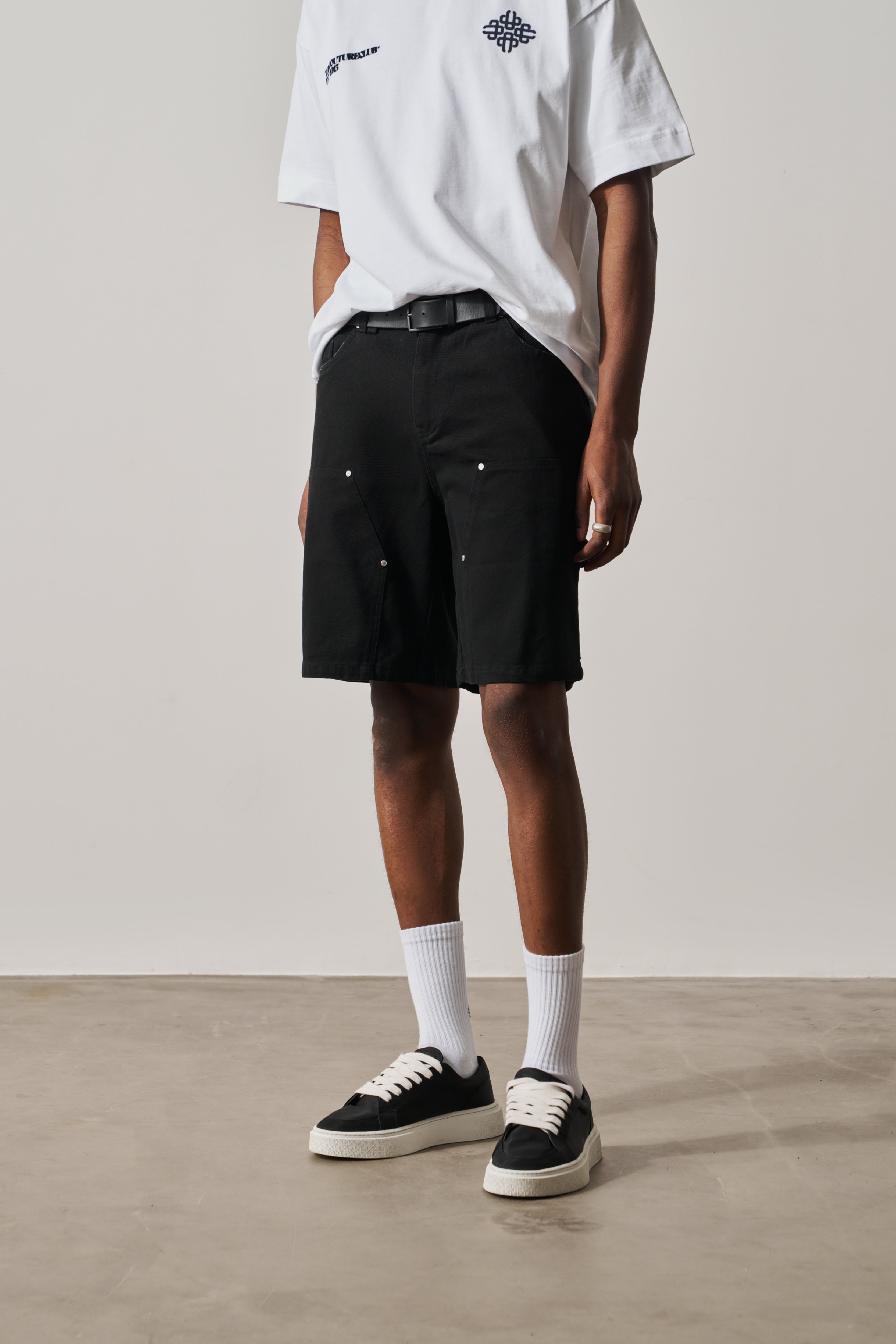 TWILL CARPENTER SHORTS - BLACK