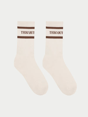 DOUBLE STRIPE COPYRIGHT SOCK - OFF WHITE