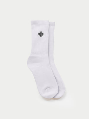 EMBROIDERED EMBLEM SPORTS SOCK - WHITE
