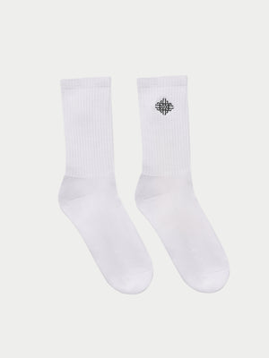 EMBROIDERED EMBLEM SPORTS SOCK - WHITE