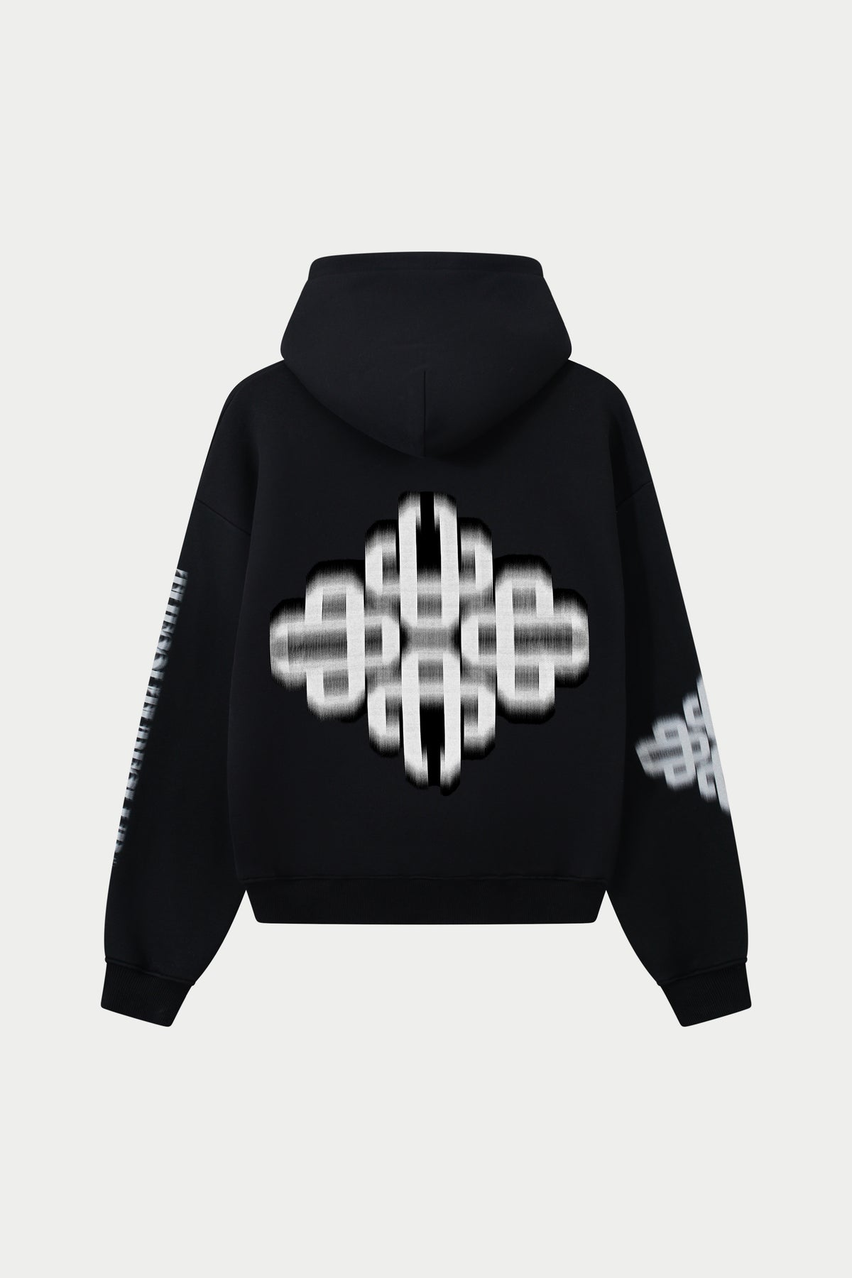 MOTION BLURRED EMBLEM HOODIE - BLACK