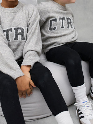 KIDS EMBLEM SOFT TOUCH LEGGINGS - BLACK