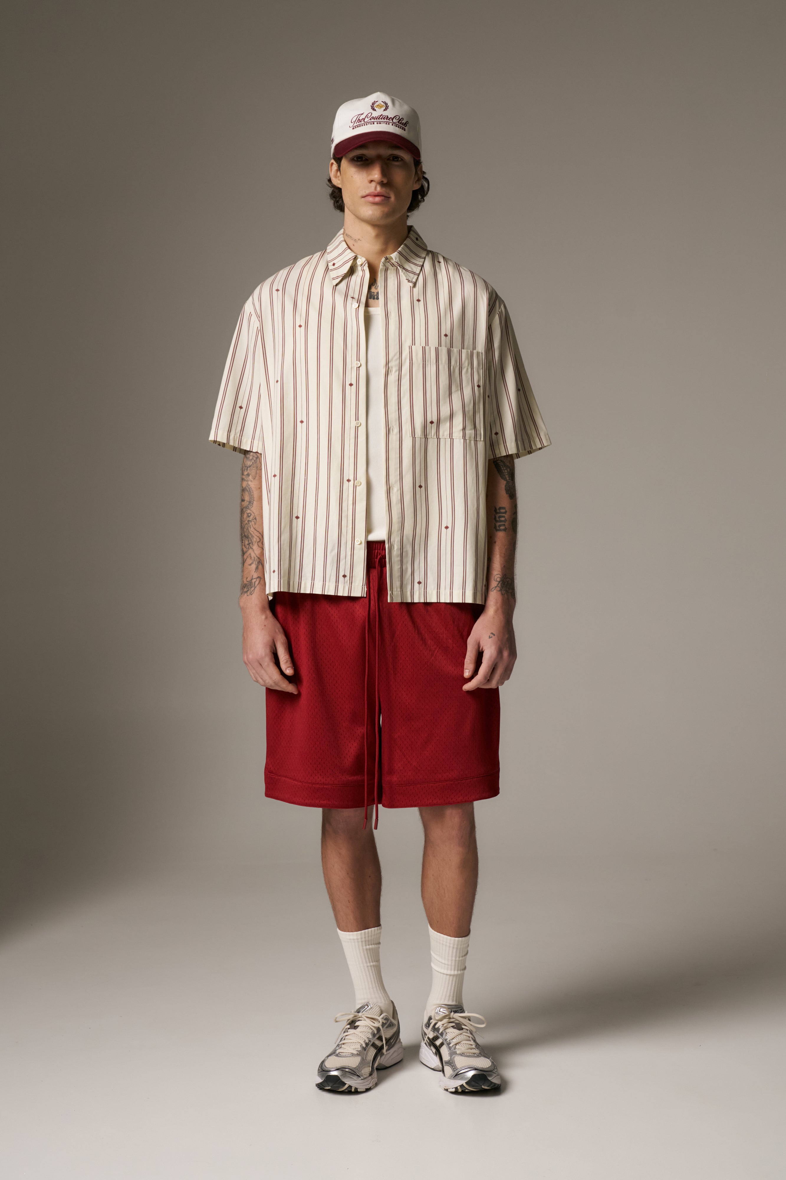 EMBLEM STRIPE SHIRT - STONE