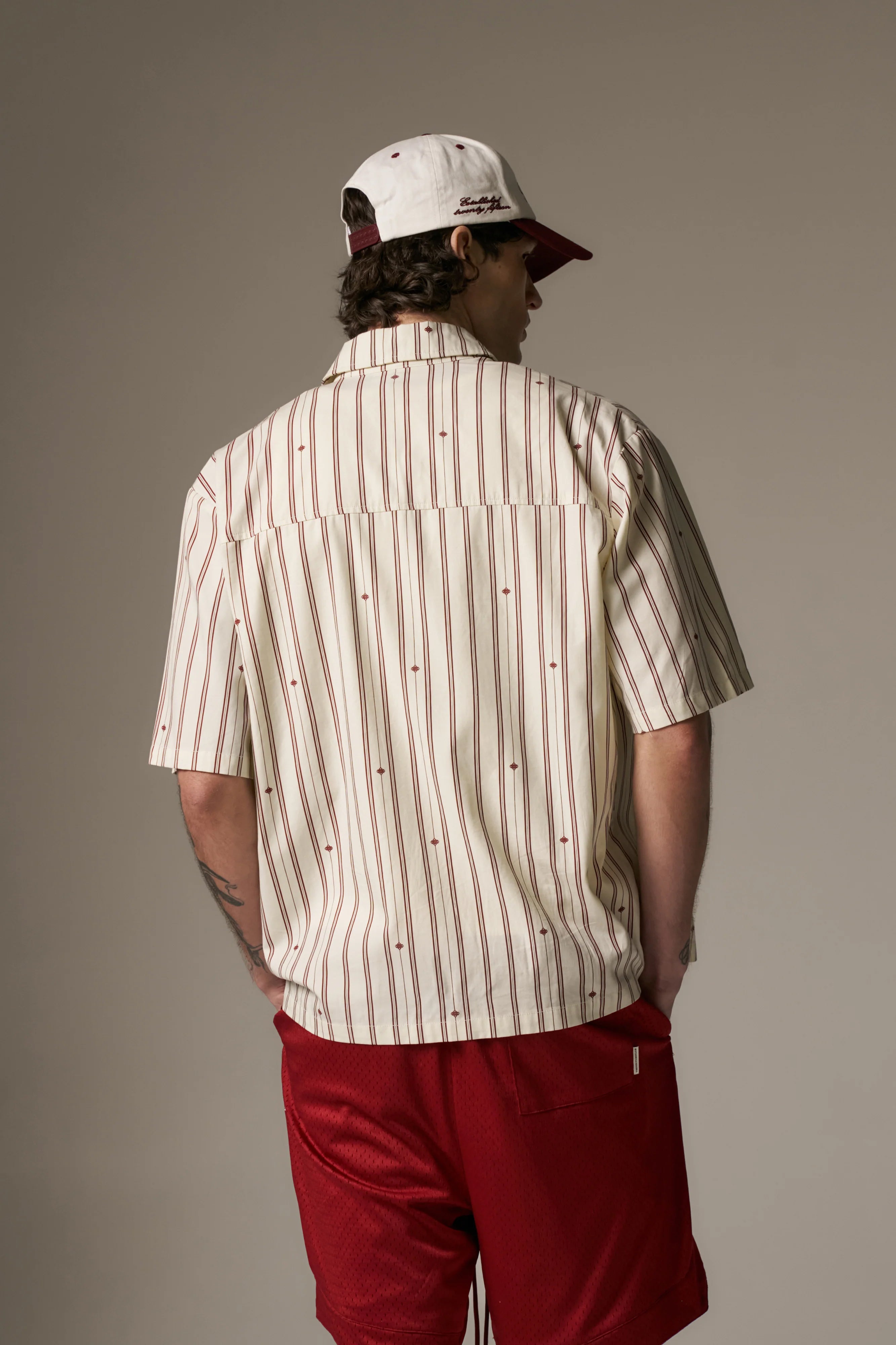 EMBLEM STRIPE SHIRT - STONE