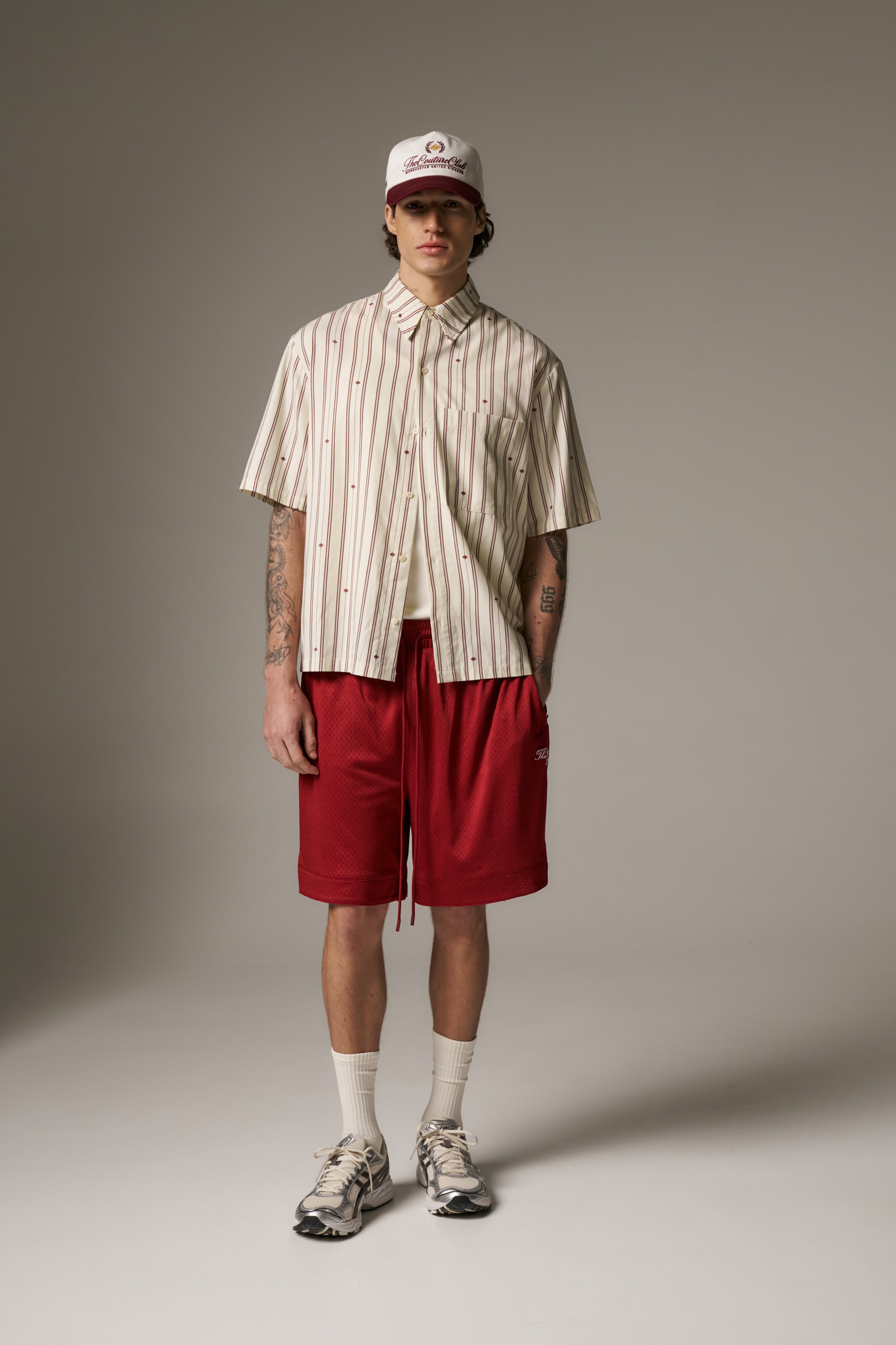 EMBLEM STRIPE SHIRT - STONE