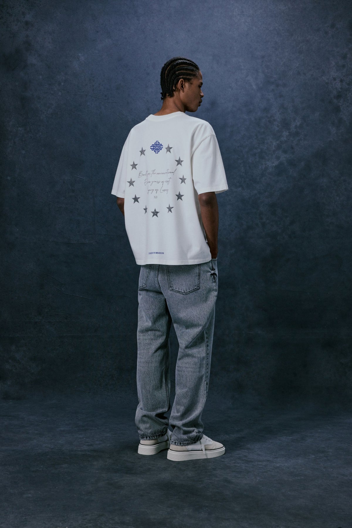 Men's Legacy Graphic T-Shirt in White – full-length model back view