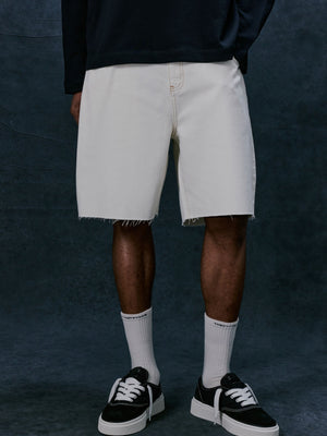 DENIM RAW EDGE SHORTS - ECRU