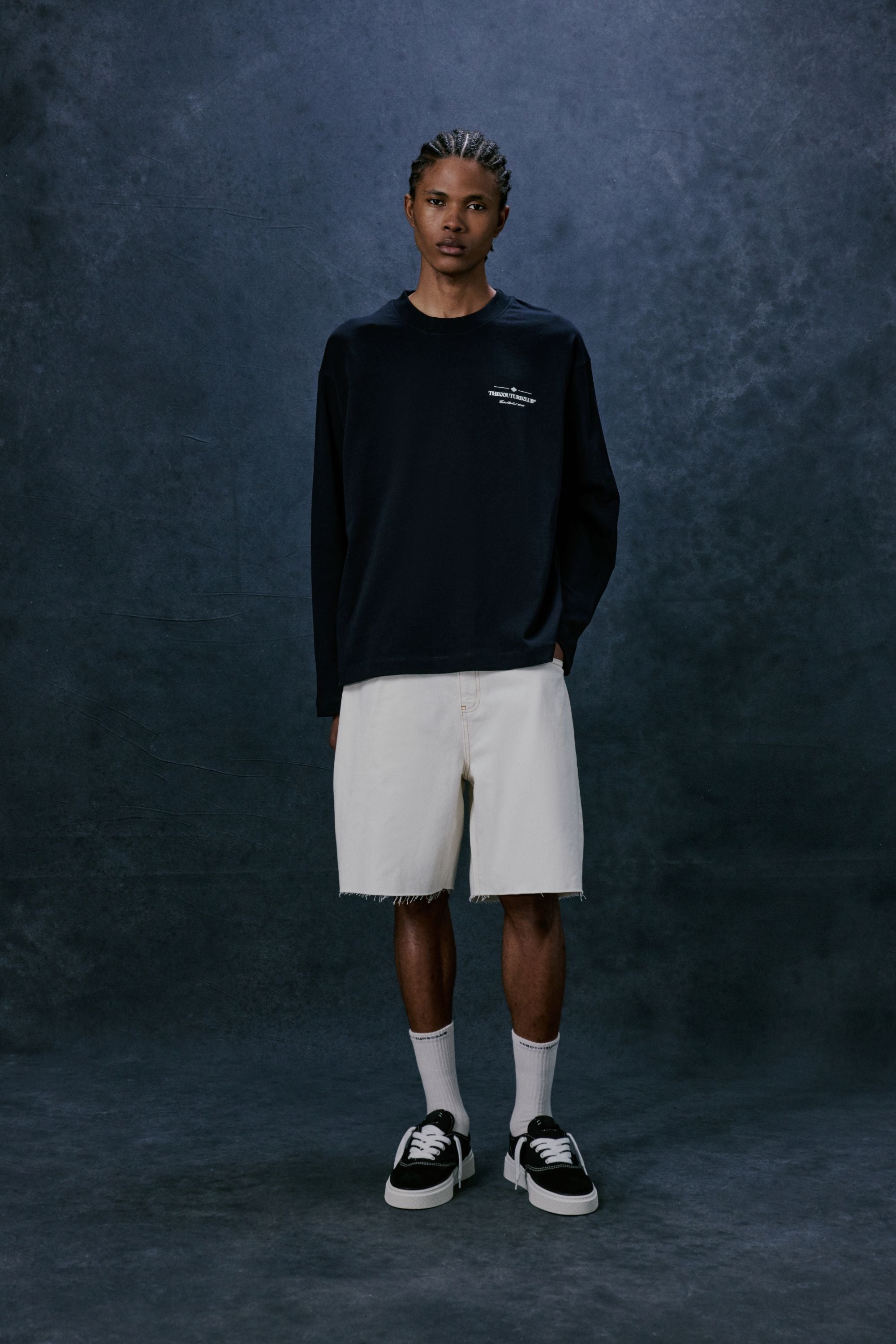 DENIM RAW EDGE SHORTS - ECRU