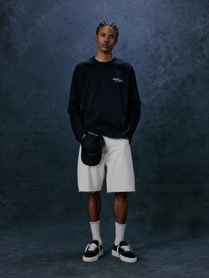 DENIM RAW EDGE SHORTS - ECRU