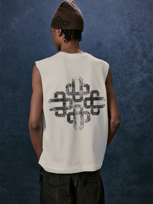 VINTAGE EMBLEM GRAPHIC CUT OFF VEST - OFF WHITE
