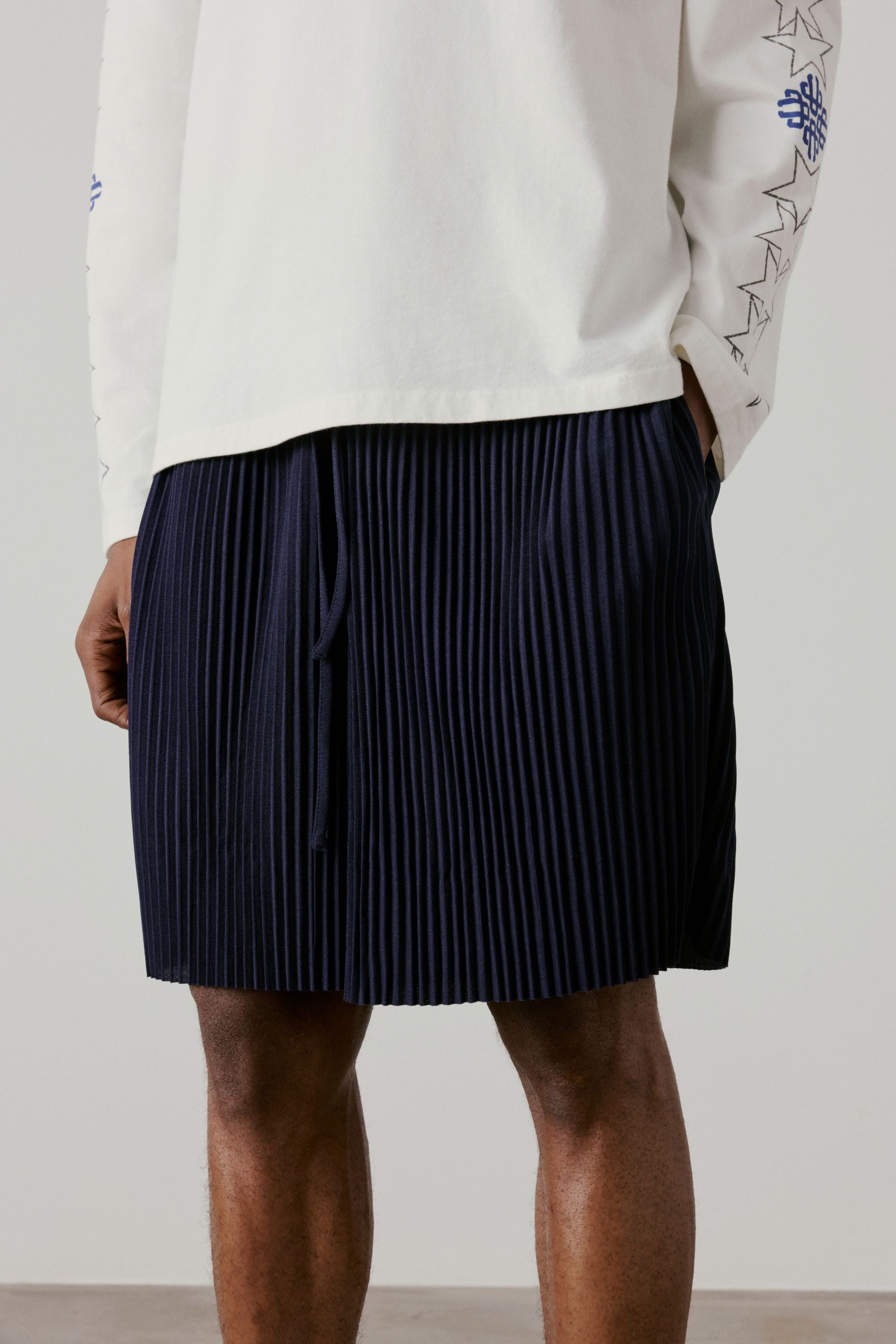 PLISSE SHORTS - NAVY