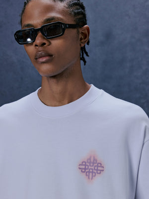 SPRAY EMBLEM GRAPHIC T-SHIRT - WHITE PURPLE