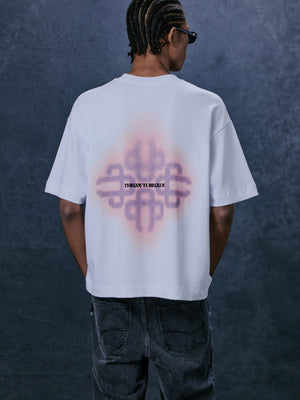 SPRAY EMBLEM GRAPHIC T-SHIRT - WHITE PURPLE
