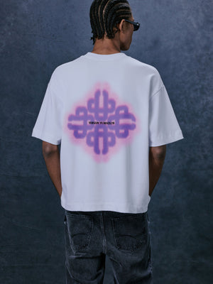 SPRAY EMBLEM GRAPHIC T-SHIRT - WHITE PURPLE