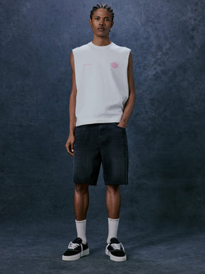 VINTAGE EMBLEM GRAPHIC CUT OFF VEST - OFF WHITE PINK