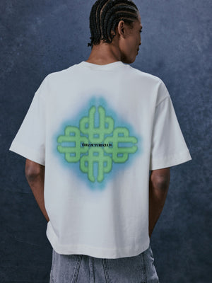 SPRAY EMBLEM GRAPHIC T-SHIRT - OFF WHITE GREEN
