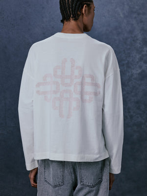 REVERSE EMBLEM PRINT LONG SLEEVE T-SHIRT - RED