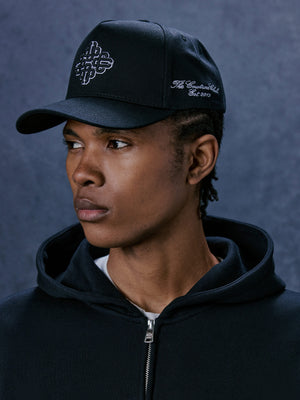 EMBLEM EMBROIDERY CAP - BLACK/WHITE