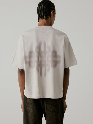 MOTION BLURRED EMBLEM T-SHIRT - STONE
