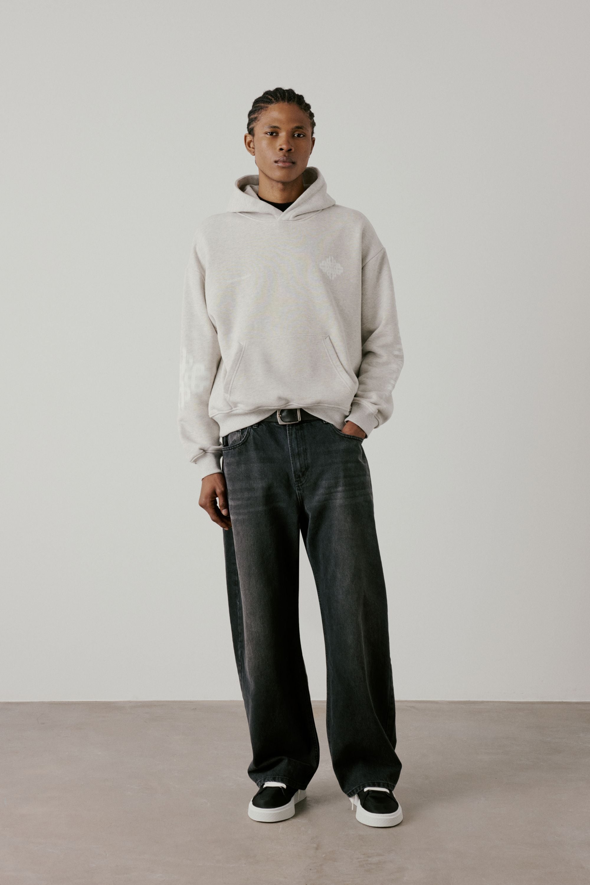 MOTION BLURRED HOODIE - GREY MARL