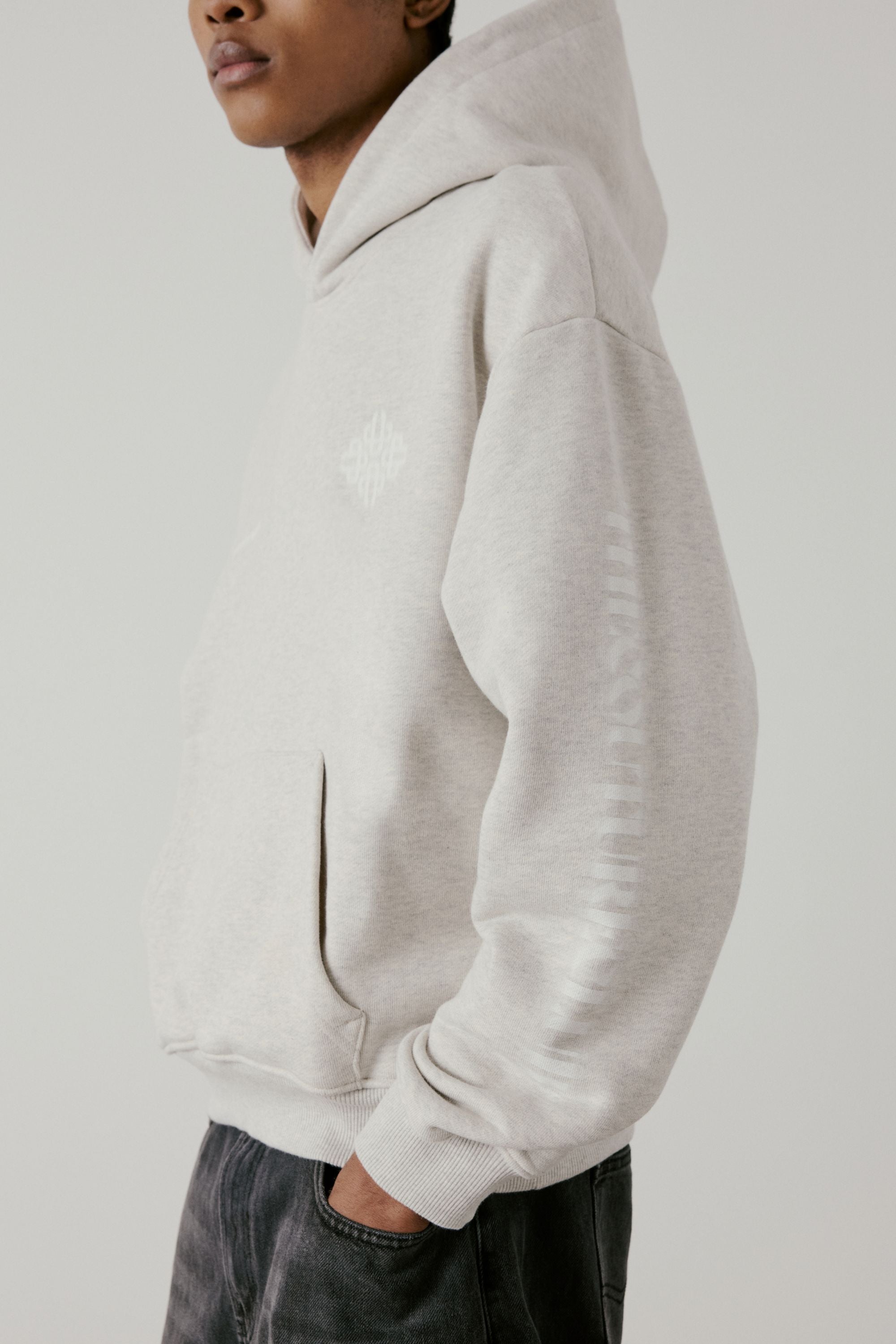 MOTION BLURRED HOODIE - GREY MARL