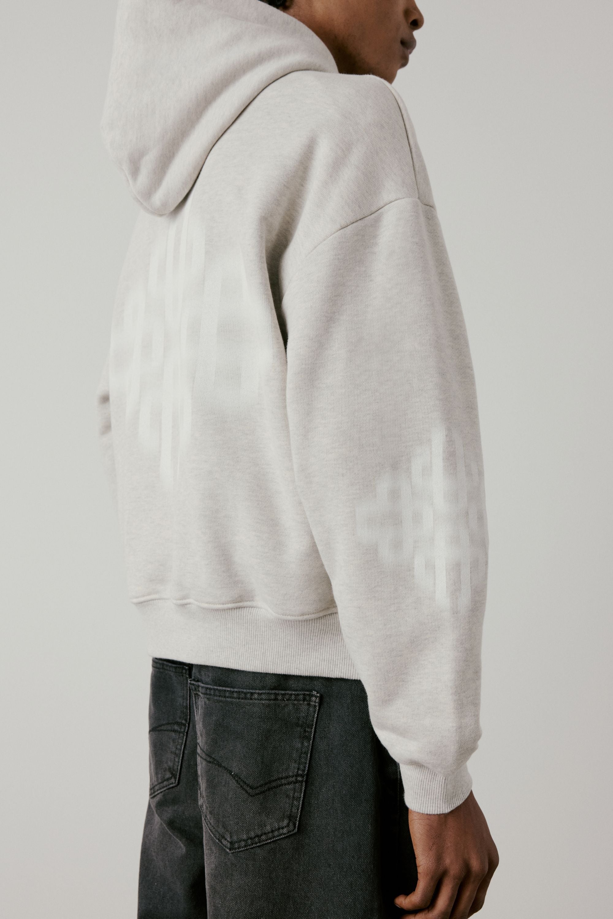 MOTION BLURRED HOODIE - GREY MARL