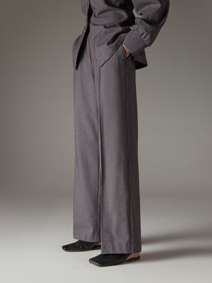 TAILORED WAISTBAND DETAIL TROUSERS - GREY