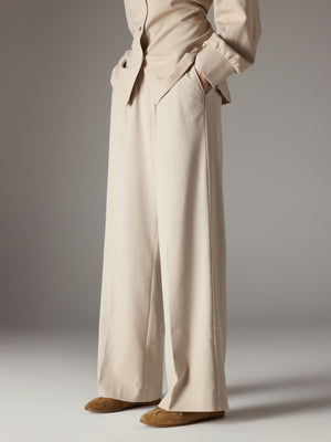 TAILORED WAISTBAND DETAIL TROUSERS - BEIGE