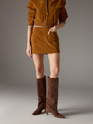 FAUX SUEDE MINI SKIRT - TAN