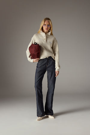 EMBLEM EMBROIDERED RUGBY POLO - BONE