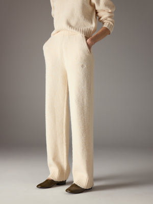 EMBLEM EMBROIDERED KNIT JOGGERS - BUTTERMILK