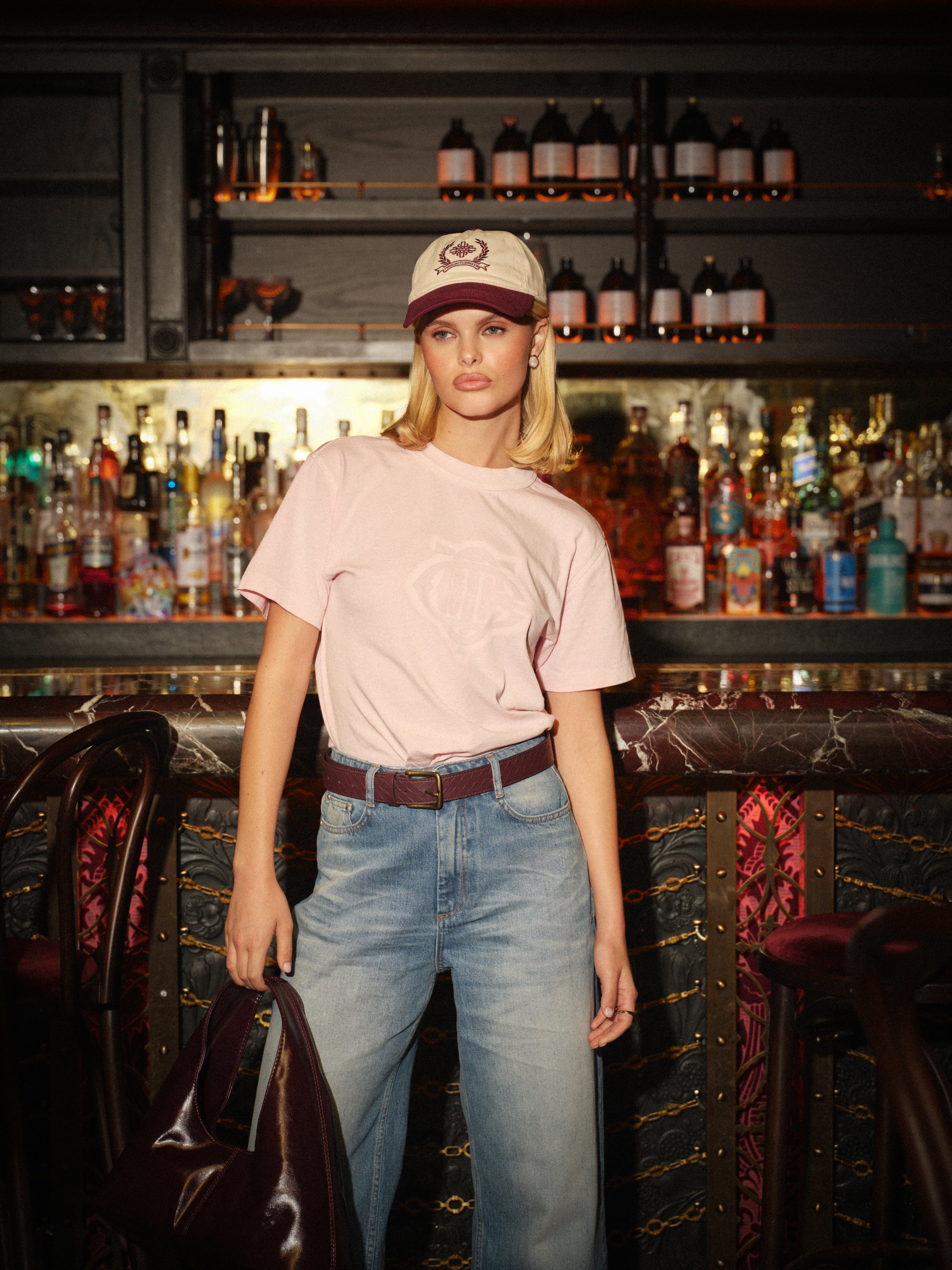 SHADOW PRINT EMBLEM T-SHIRT - WASHED PINK