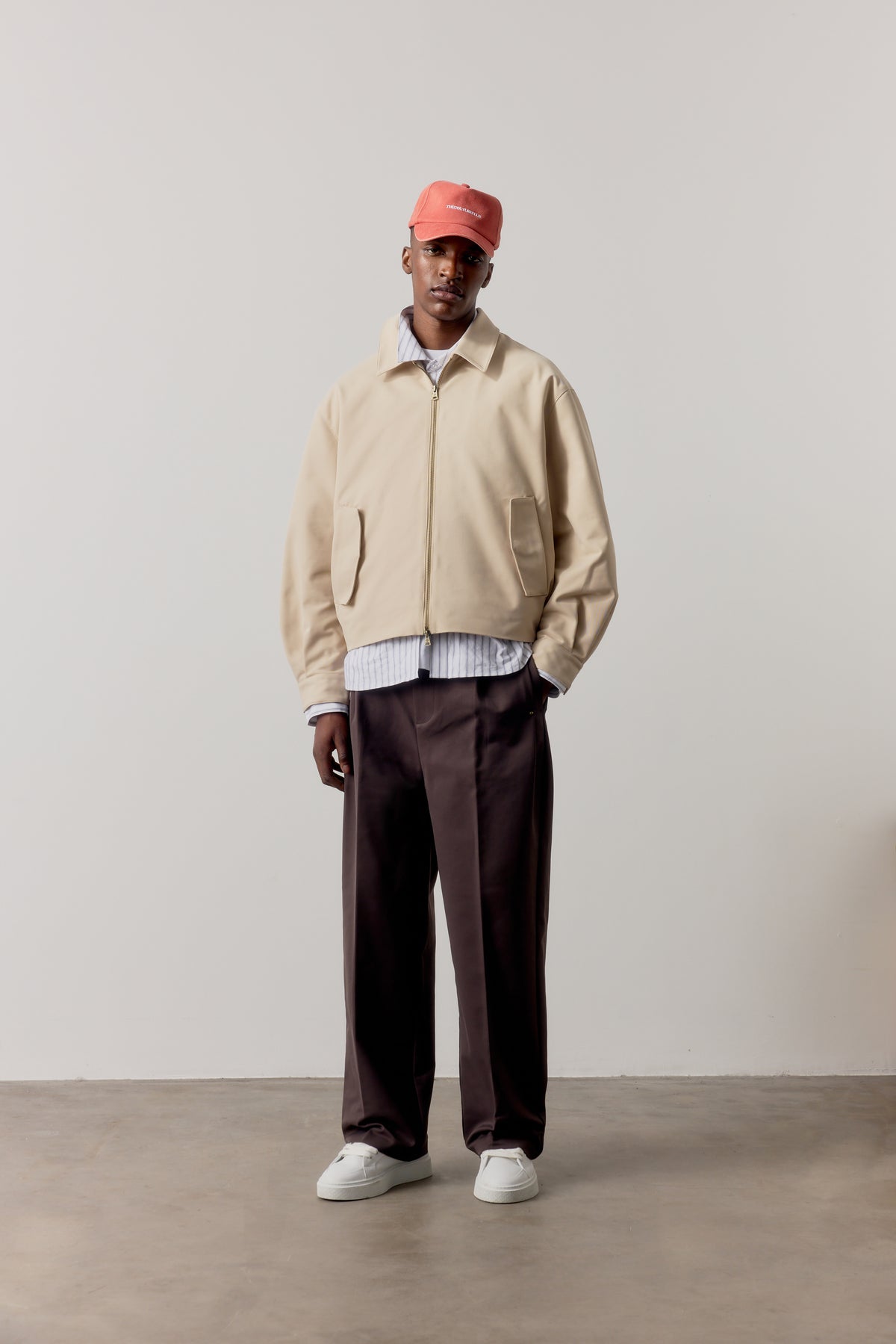 RUCHED HARRINGTON JACKET - BEIGE