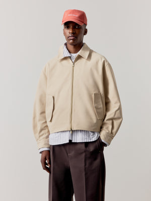 RUCHED HARRINGTON JACKET - BEIGE
