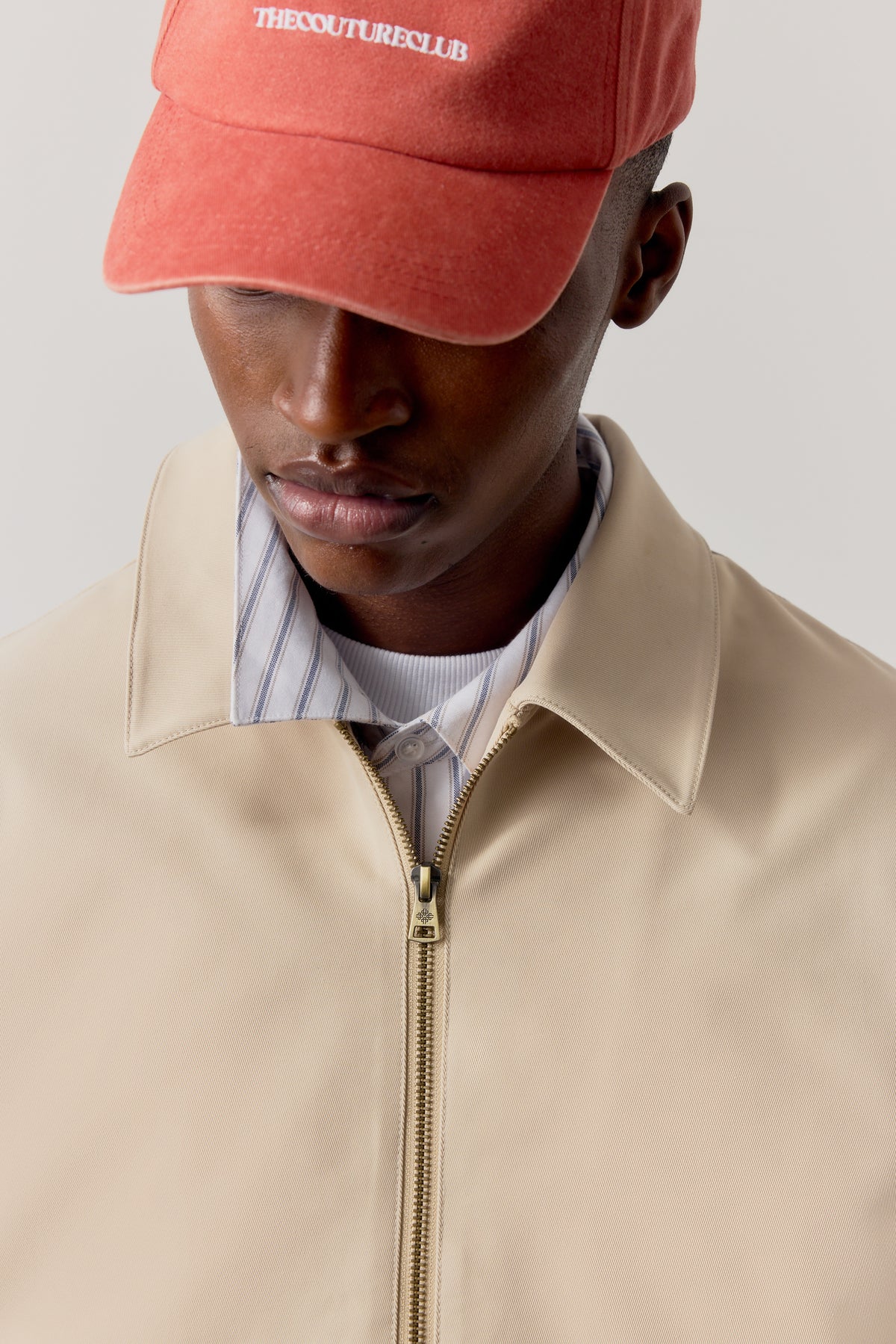 RUCHED HARRINGTON JACKET - BEIGE