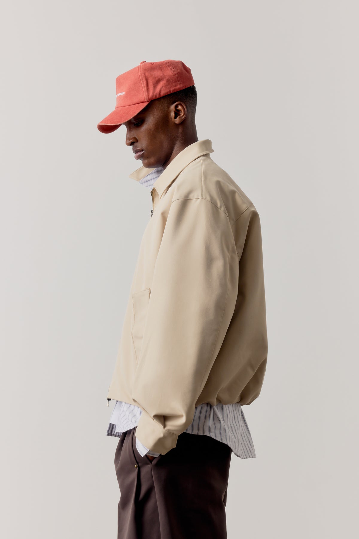 RUCHED HARRINGTON JACKET - BEIGE