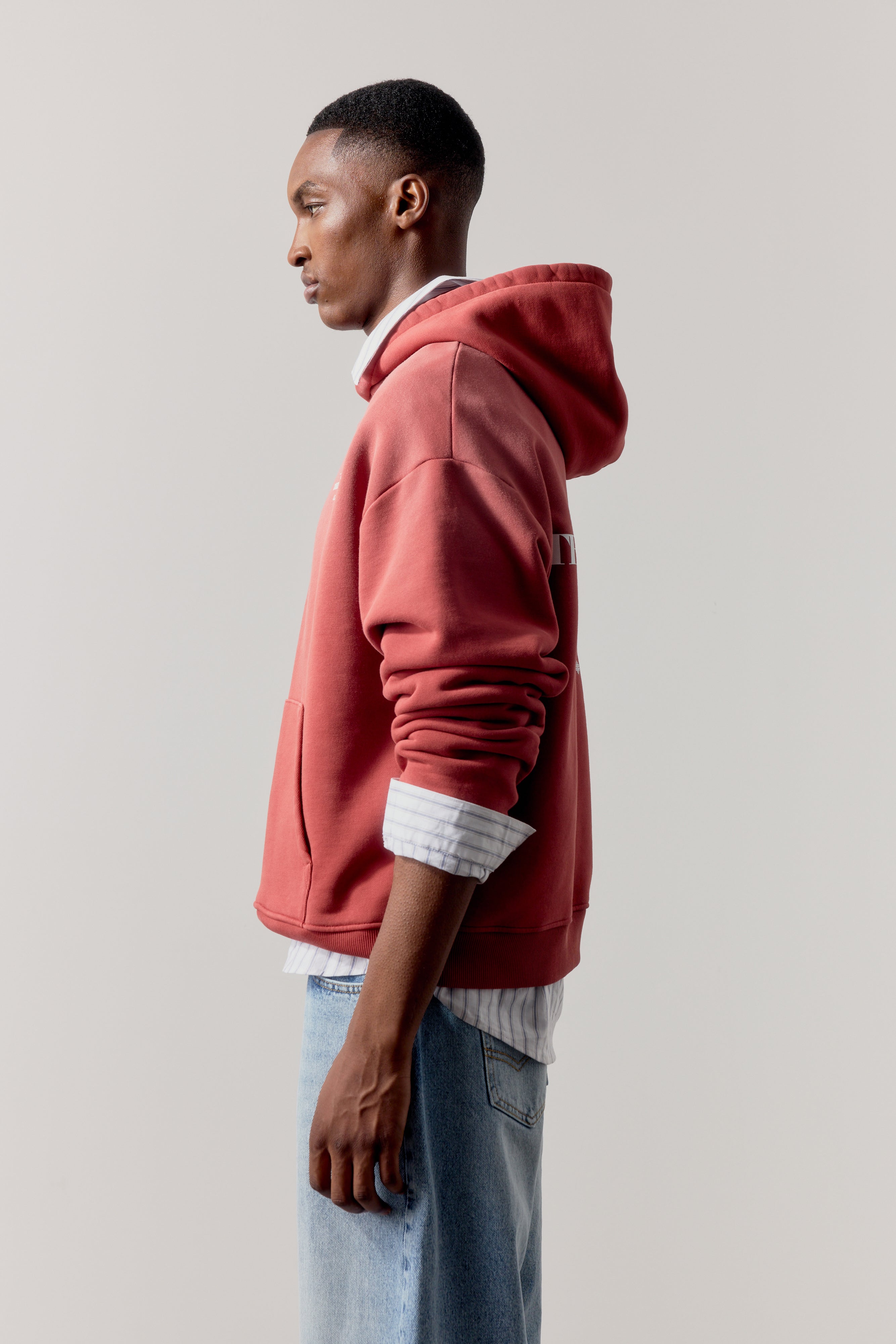 SPRAY WASH COPYRIGHT MULTI GRAPHIC HOODIE - RED