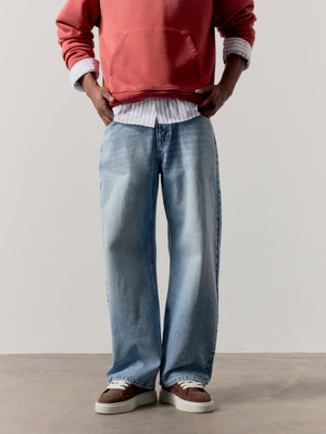 SKATER JEANS - MID STONE WASH