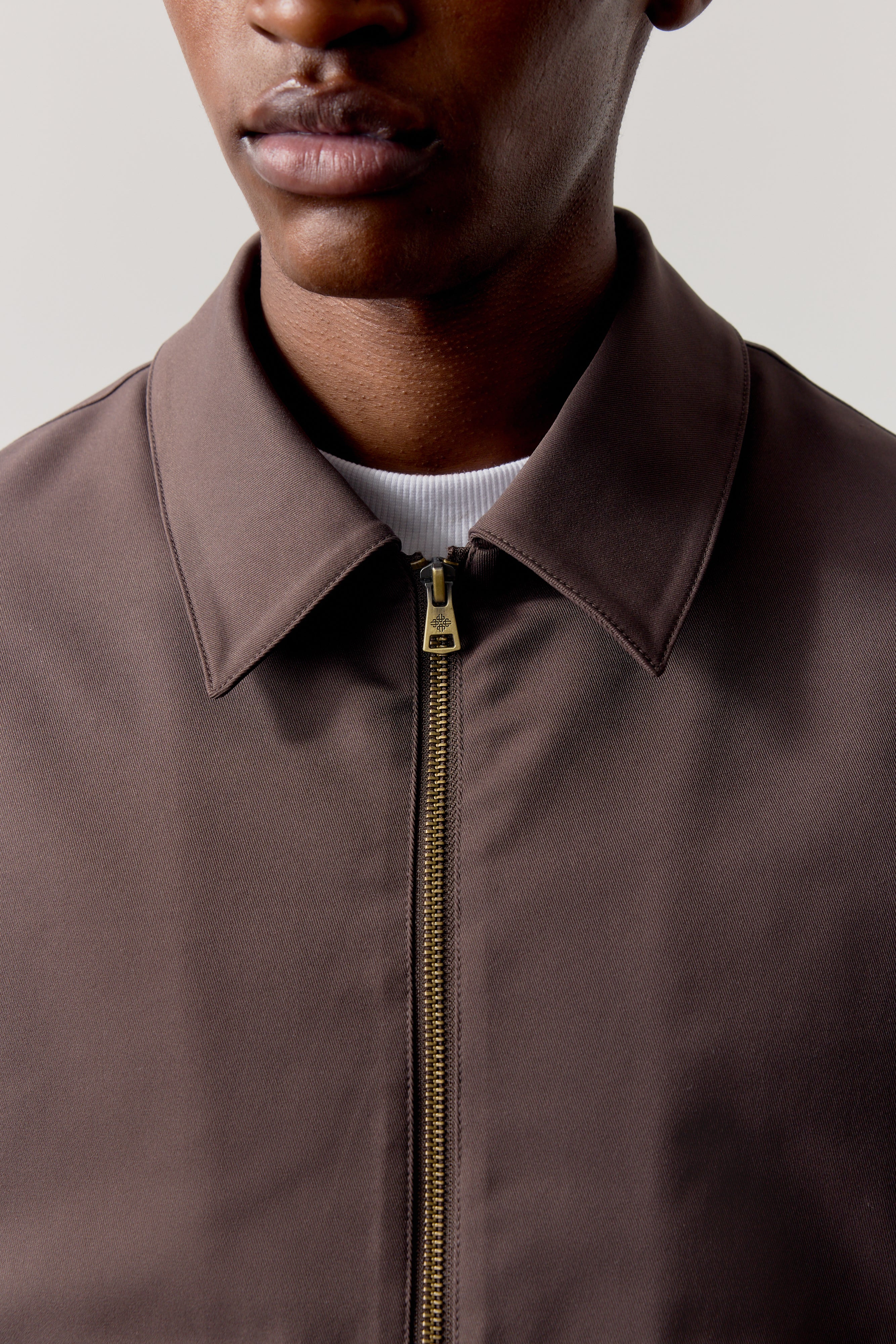 RUCHED HARRINGTON JACKET - BROWN