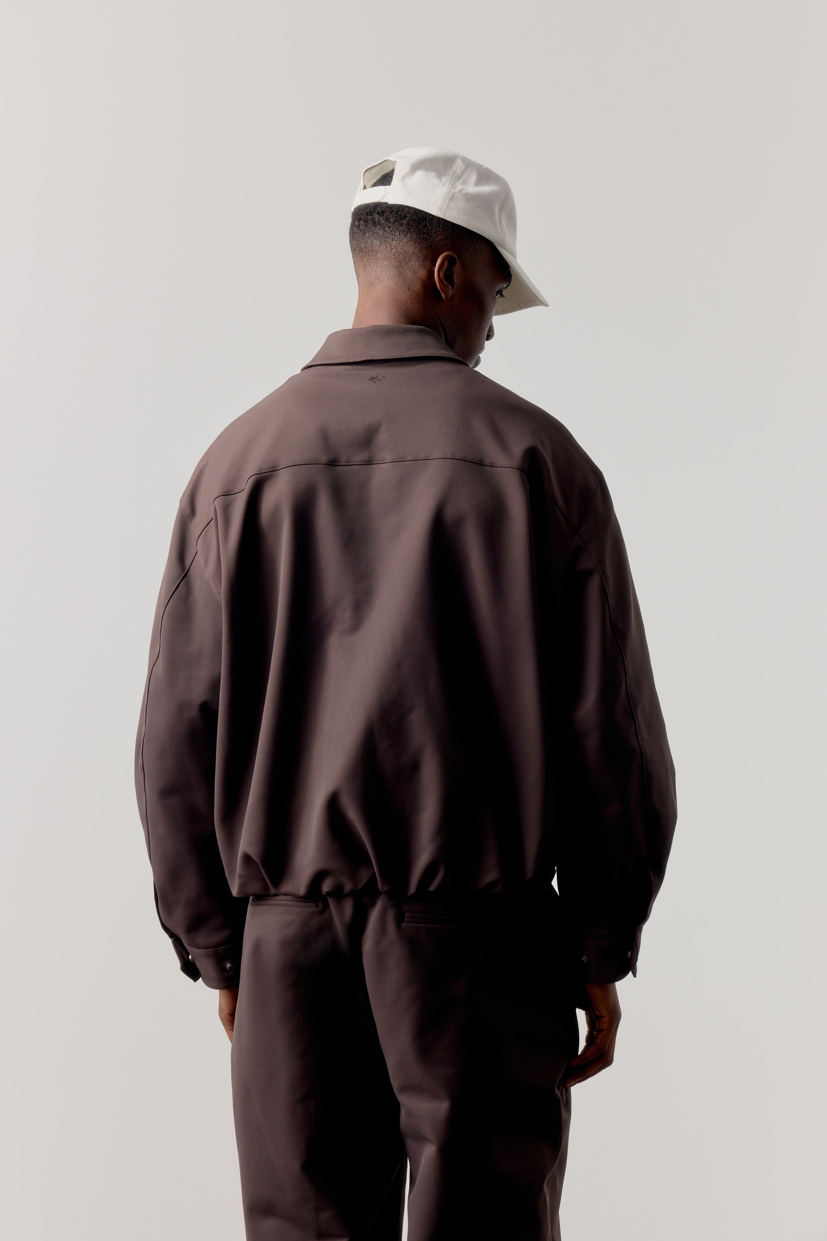 RUCHED HARRINGTON JACKET - BROWN