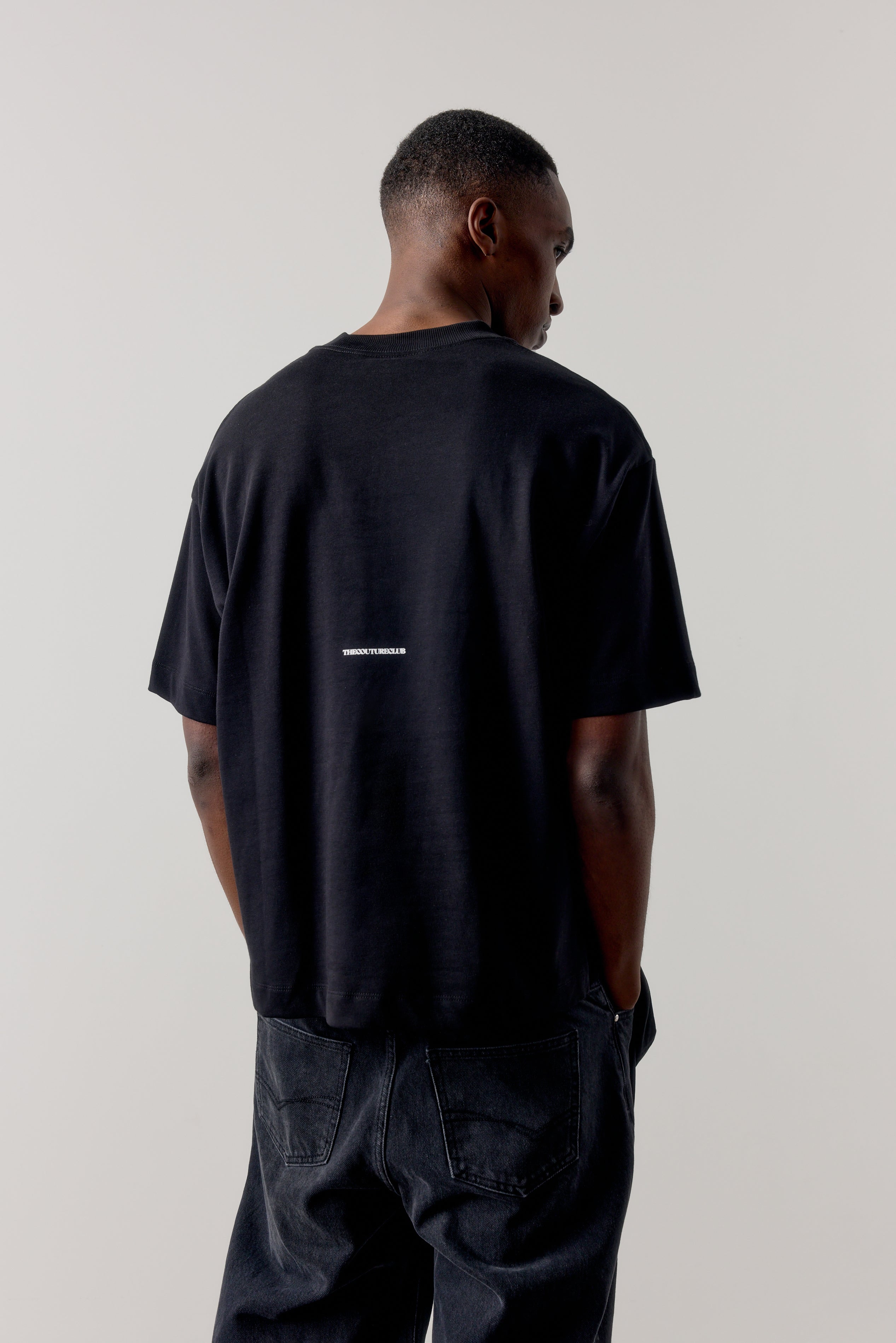 DOUBLE MICRO COPYRIGHT PRINT T-SHIRT - BLACK
