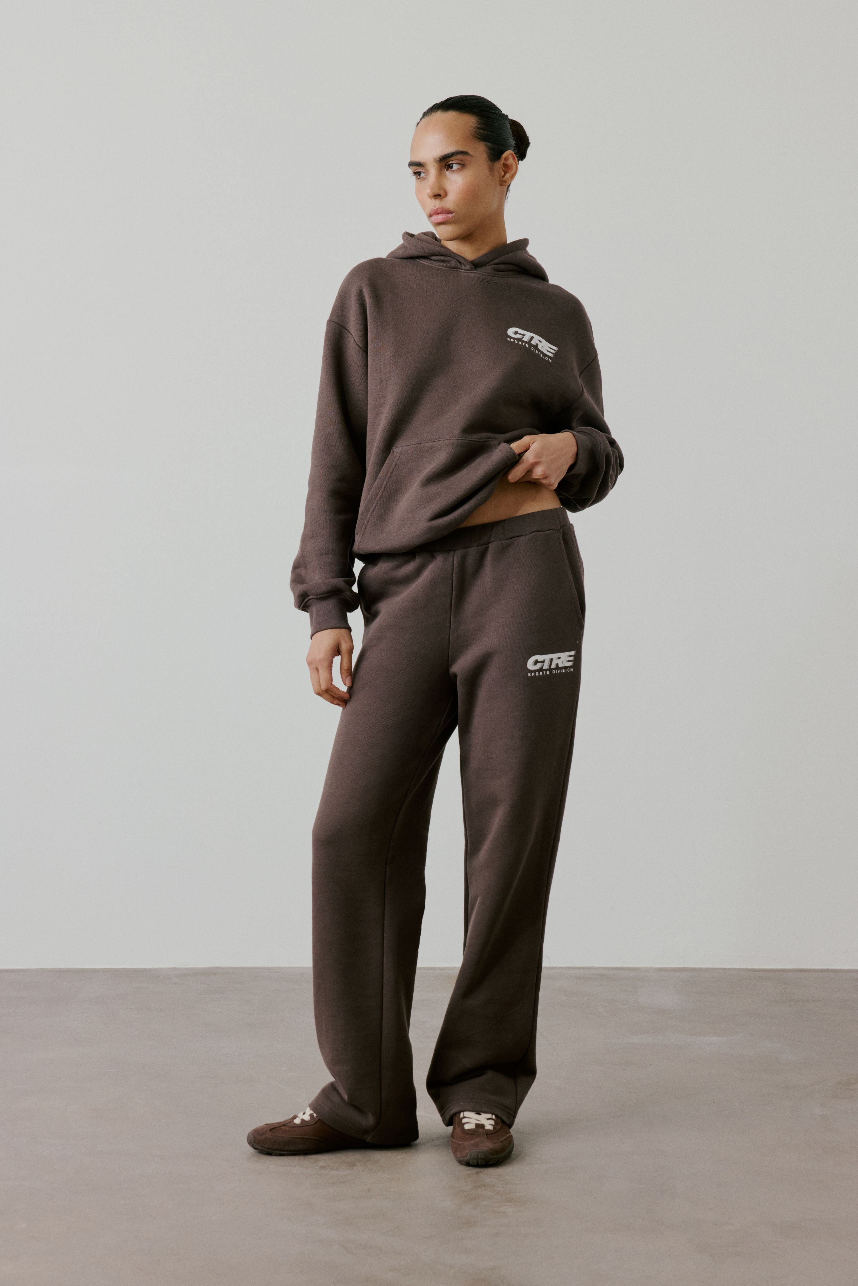 RETRO SPORT GRAPHIC CTRE HOODIE - BROWN