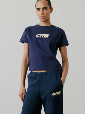 RETRO SPORT CTRE GRAPHIC BABY TEE - NAVY