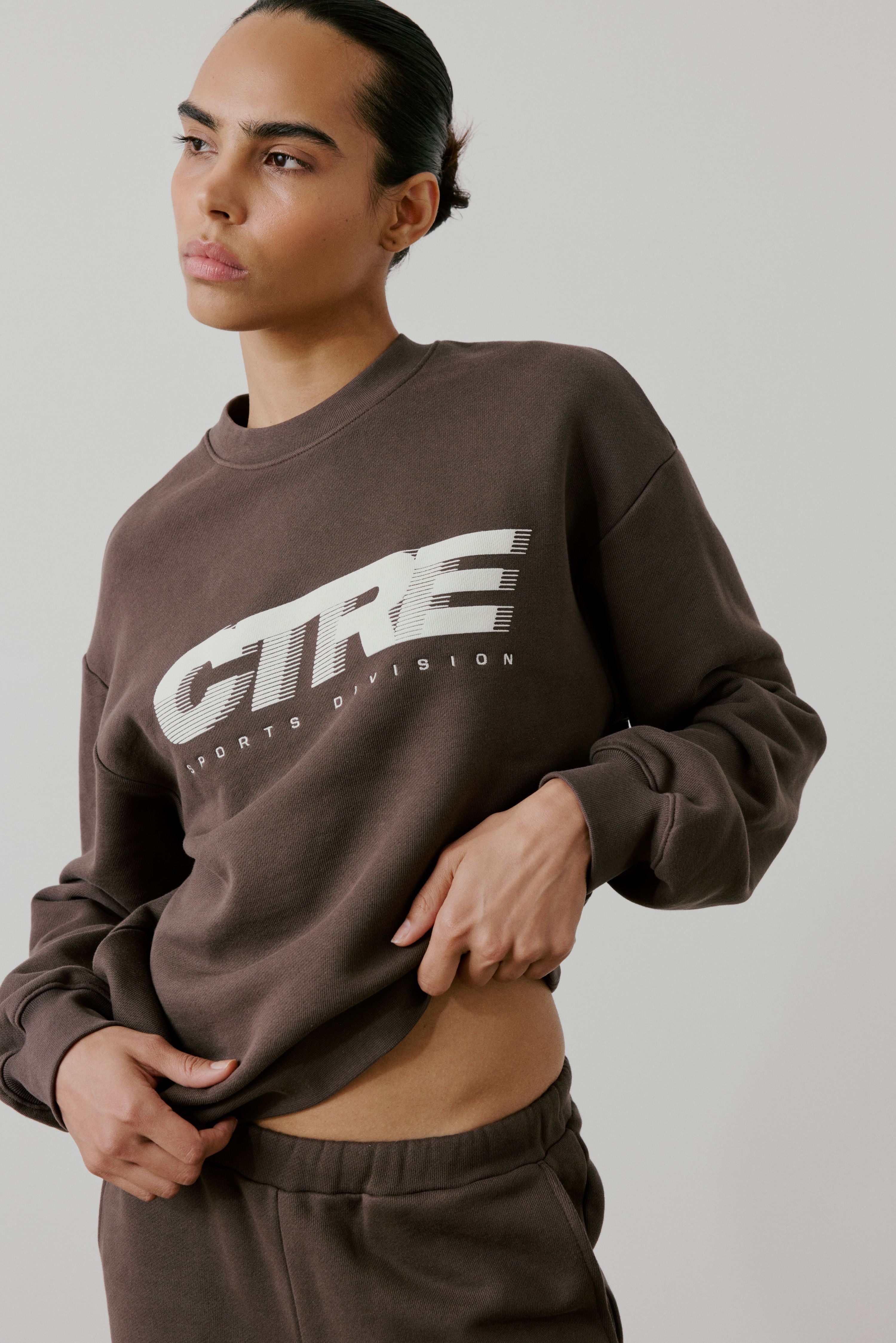 RETRO SPORT CTRE GRAPHIC CREW - BROWN