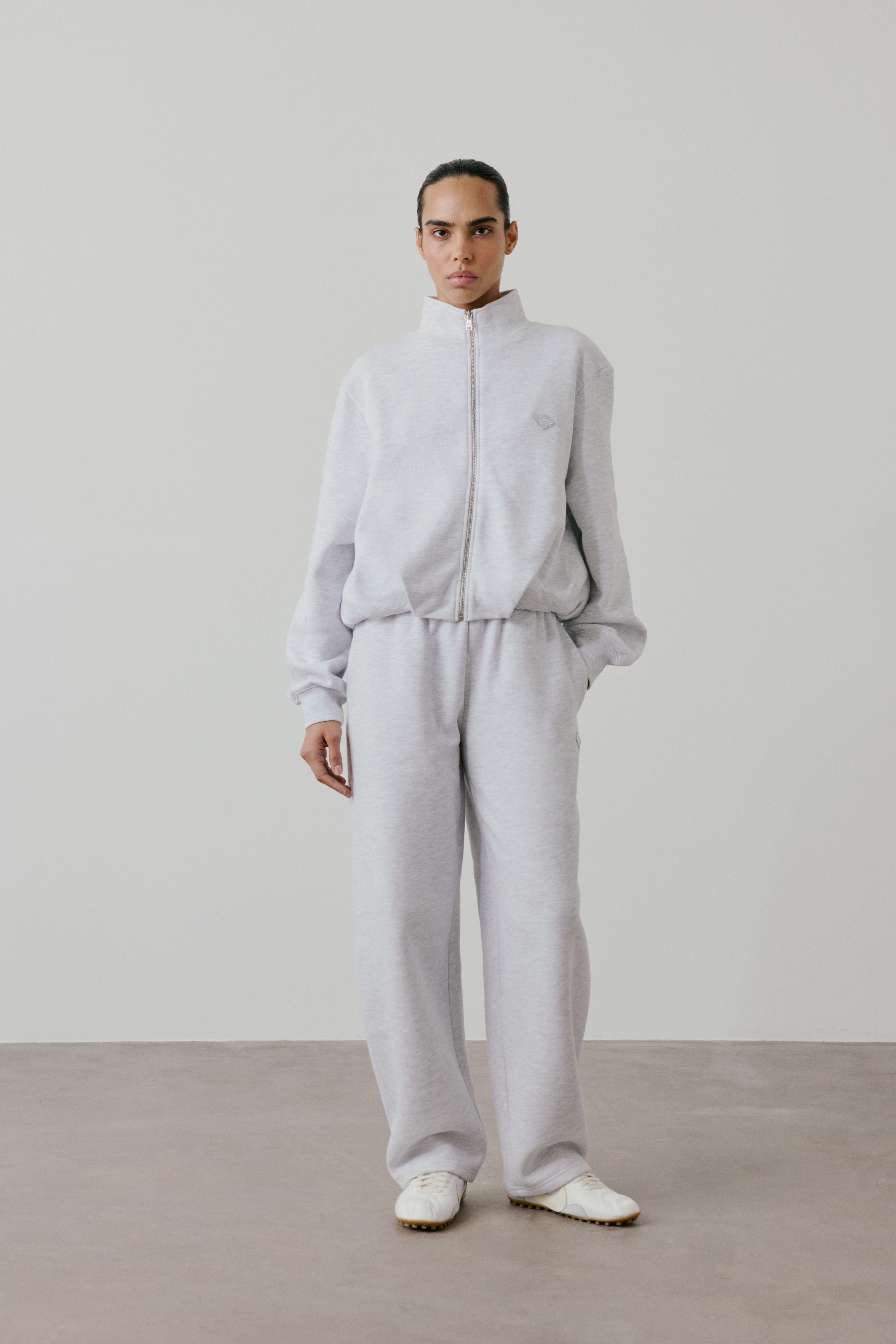 BARREL LEG JOGGER - GREY MARL