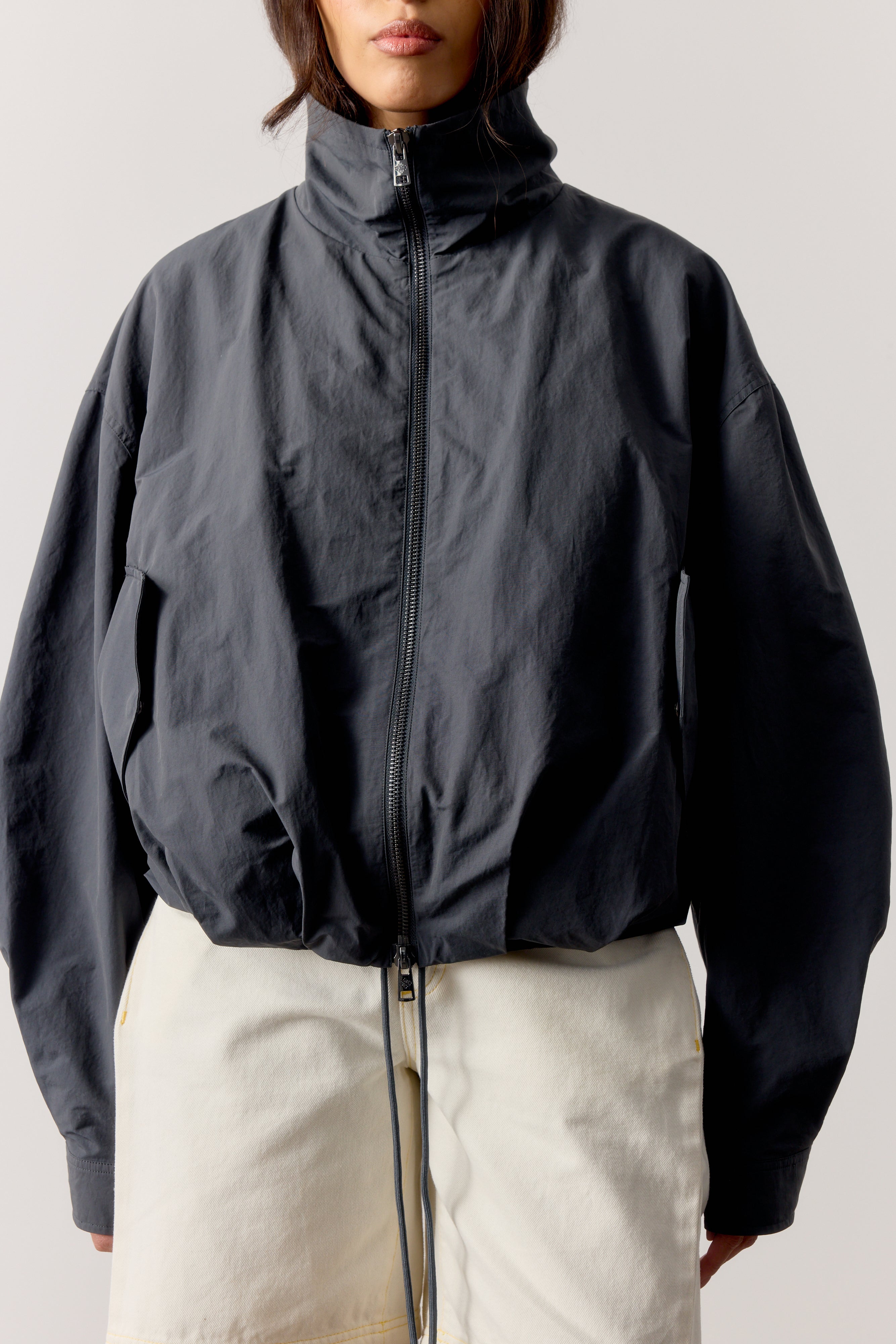 TECHNICAL FUNNEL NECK JACKET - CHARCOAL
