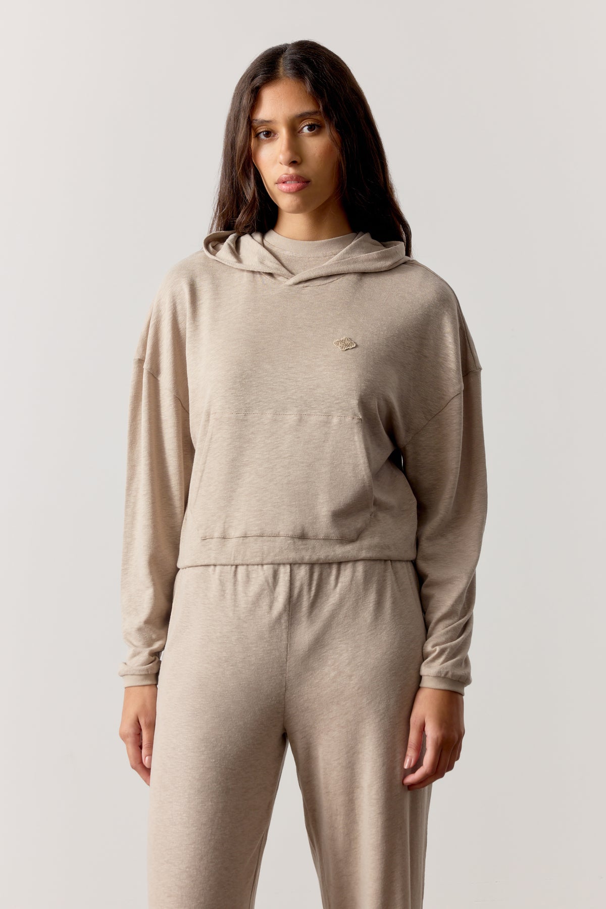 MARL SLUB HOODIE - MUSHROOM