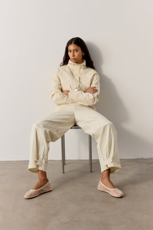 FUNNEL NECK SHELL JACKET - ECRU