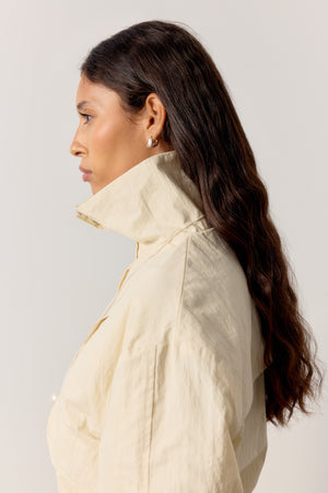 FUNNEL NECK SHELL JACKET - ECRU