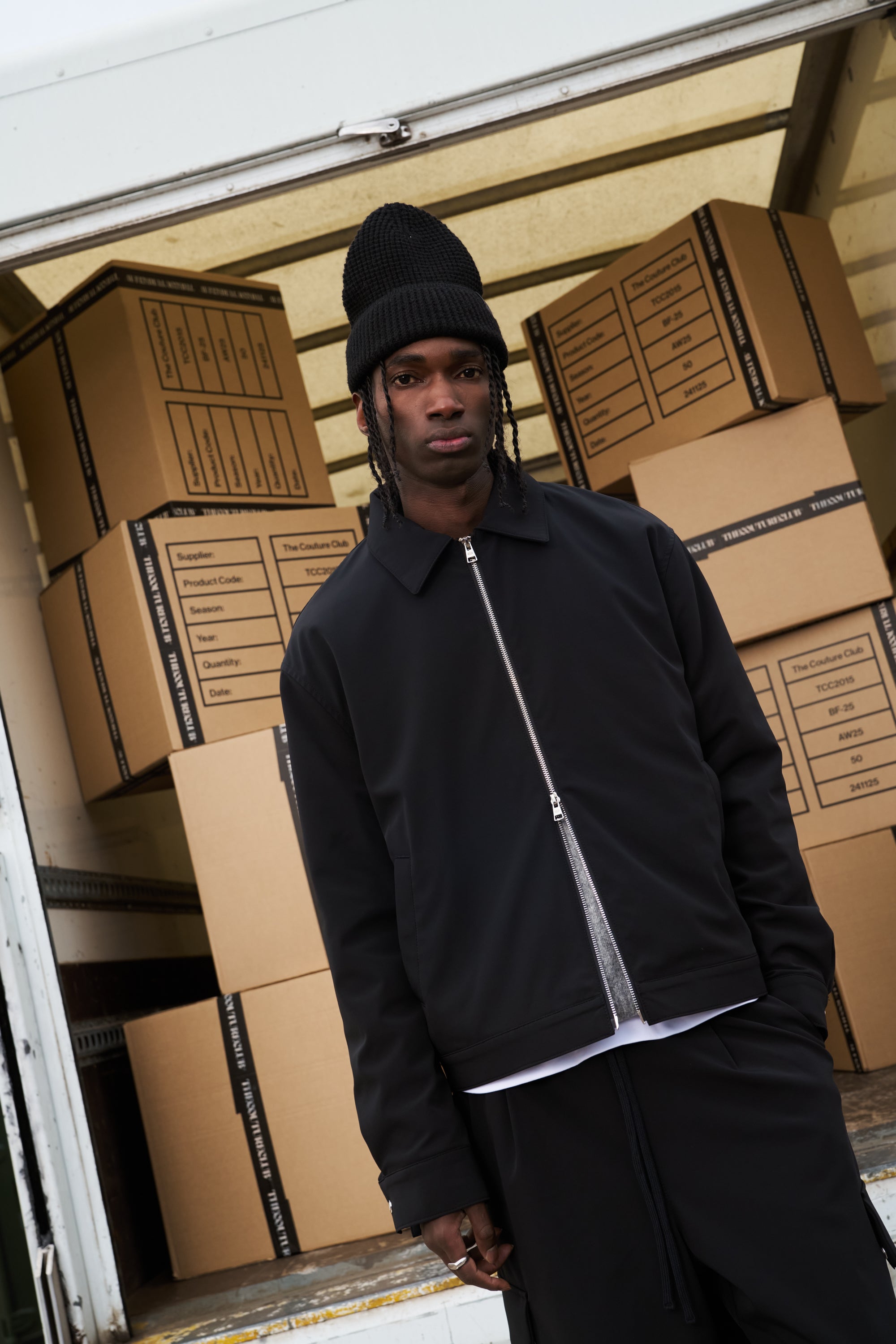 TECHNICAL ZIP THROUGH JACKET - BLACK